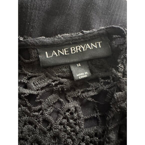 Lane Bryant Dress Black Crochet Lace Short Sleeve Shift Dress Pockets Size 14 - Picture 5 of 6